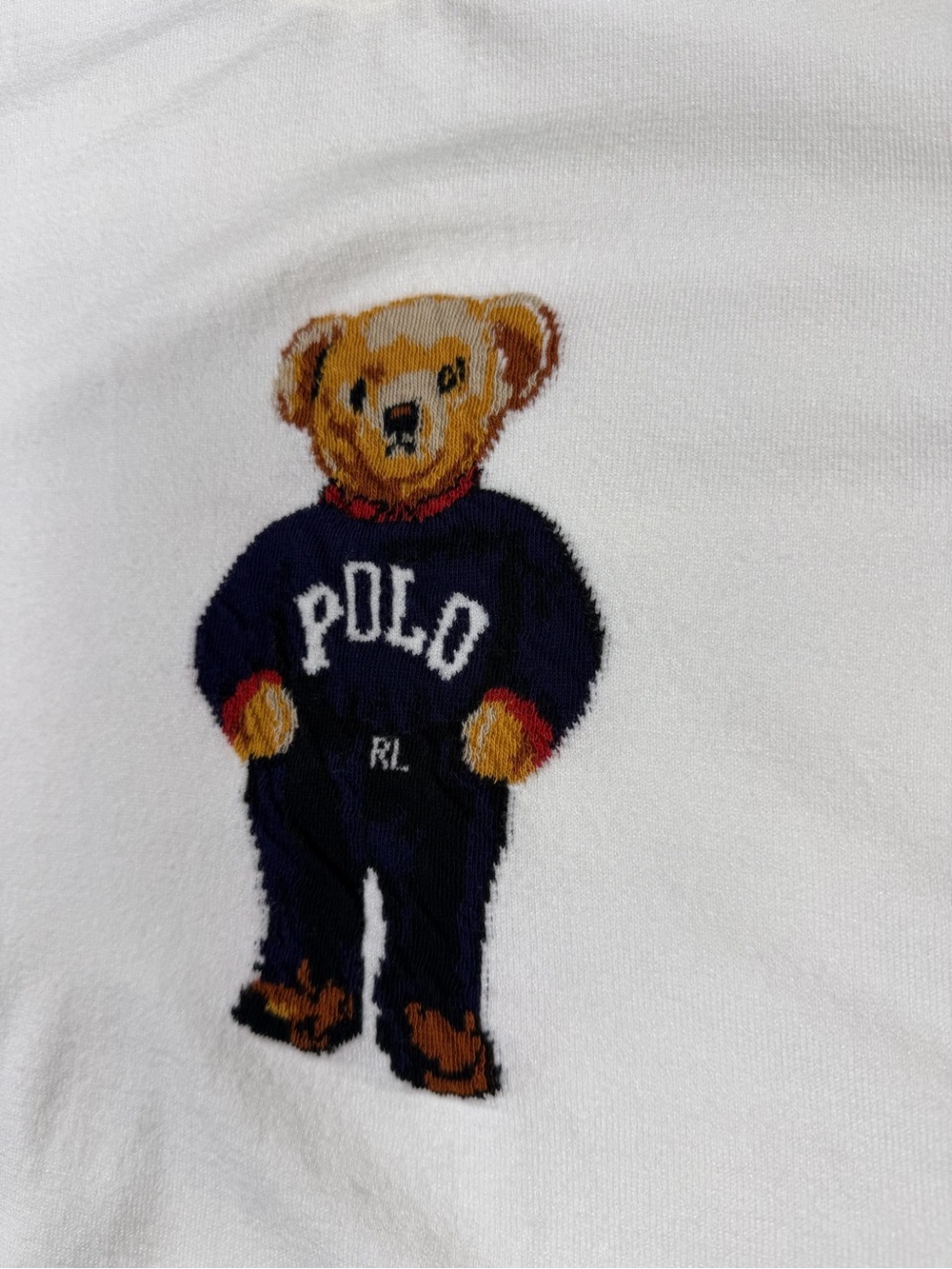 Polo Ralph Lauren Polo Bear White Short Sleeve Knit Sweater XL Slim Fits Large - Picture 2 of 5